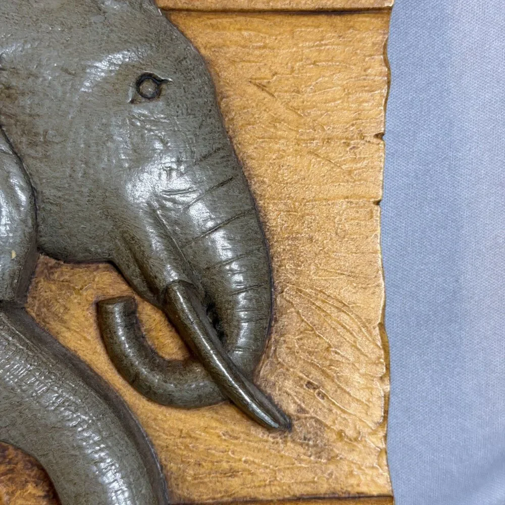 Elephant Wall Hanging Decor Plastic Made USA Jungle Rustic Style HOME INTERIORS